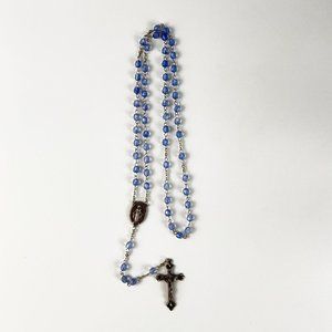Catholic Rosary Virgin Mary Acrylic Blue Beads 20" Long